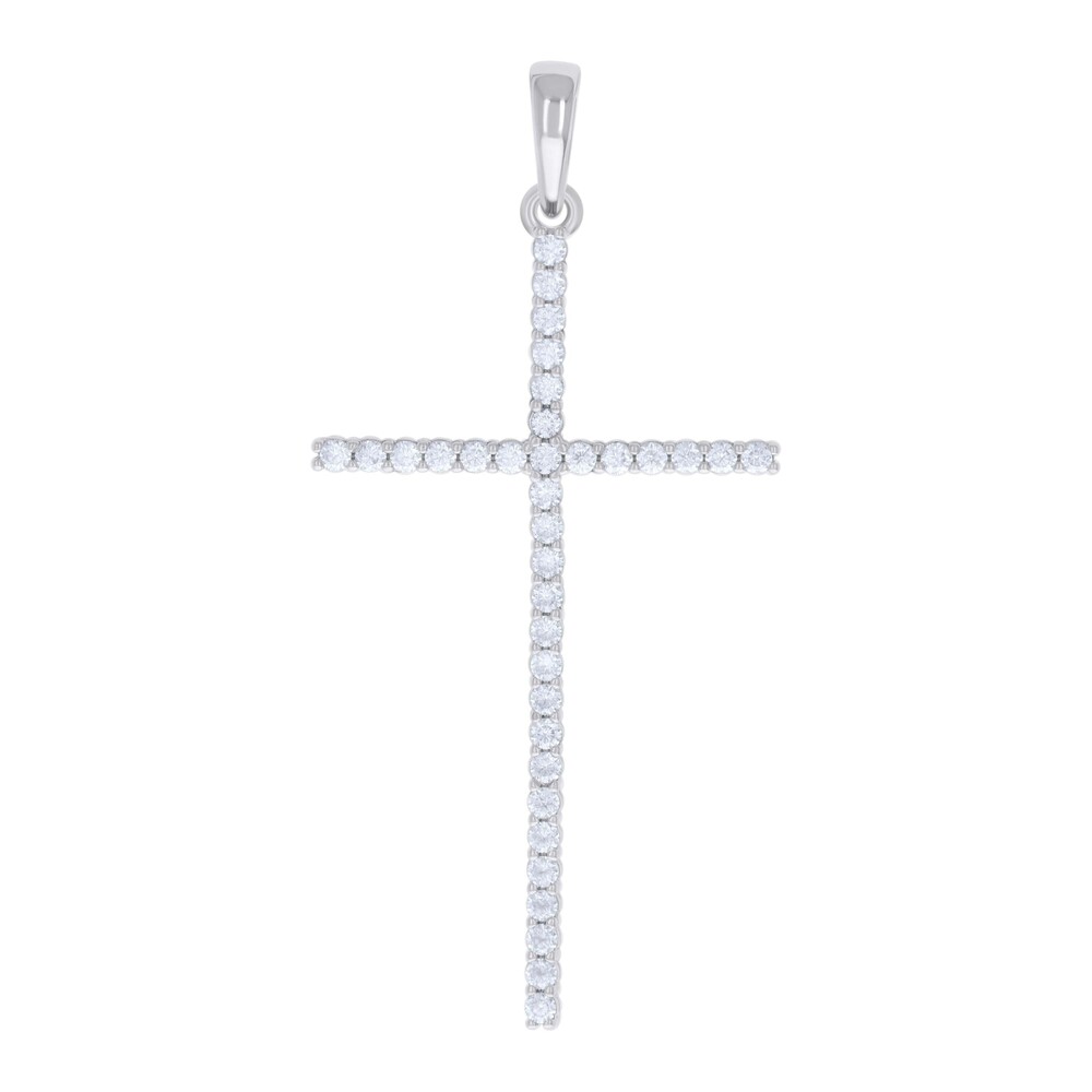 925 Sterling Silver Mens 1.10ct Moissanite Cross Religious Charm Pendant